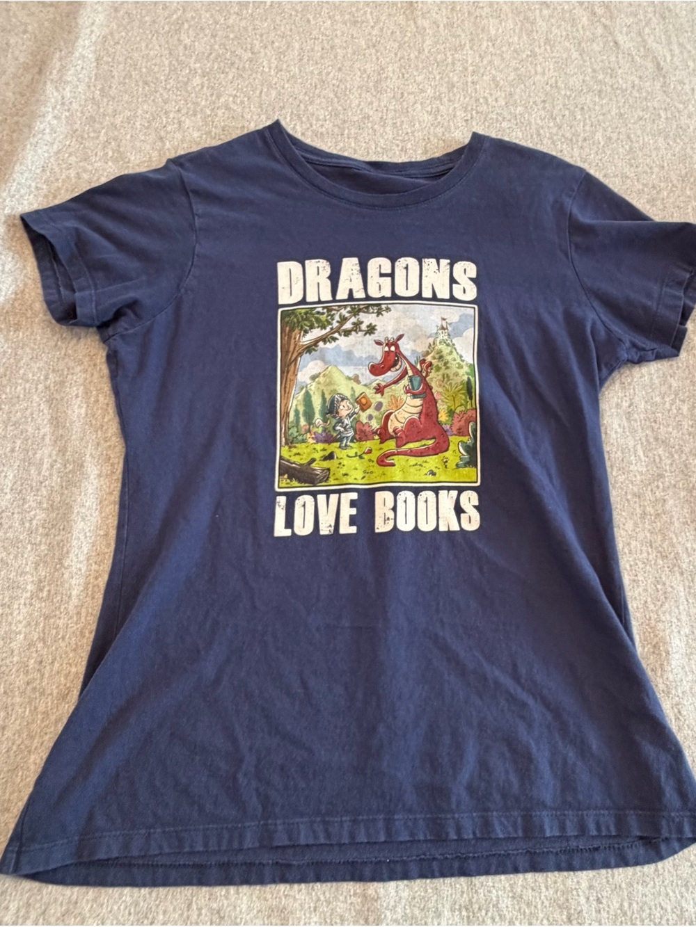 Girl’s Navy 'Dragons Love Books' Graphic Tee